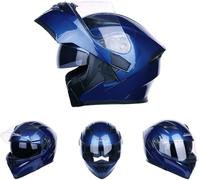 Module Casque De Moto Modulable Double Su Visière Intérieur Amovible Vétérinaires Réglables, Blue, XL(61-62cm)