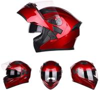 Module Casque De Moto Modulable Double Su Visière Intérieur Amovible Vétérinaires Réglables, Red, L(58-60cm)