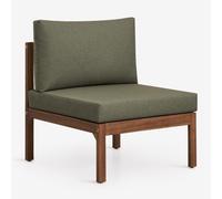 Module central pour canapé modulaire en bois d'acacia Branson Vert Olive Intense - Marron Acacia Foncé