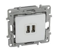 Module chargeur double USB encastré Legrand Niloé 664794 2xUSB-A 2400 mA 5V 15W Blanc