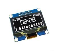 Module d'affichage 1,54 pouces 128 x 64 écran LCD pilote SSD1309, angle de vue complet haute résolution, tension de fonctionnement de 3,3 V pour projets électroniques (blanc)