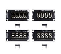 Module d'affichage de tube numérique Klanata 4 chiffres à 7 segments avec en-tête de broche, puce de conduite TM1637 0,36 pouce - 4 ensembles de régimes de LED pour les projets (Mra110a blanc)