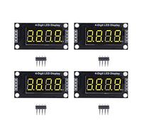 Module d'affichage de tube numérique Klanata 4 chiffres à 7 segments avec en-tête de broche, puce de conduite TM1637 0,36 pouce - 4 ensembles de régimes de LED pour les projets (MRA110C jaune)