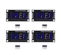 Module d'affichage de tube numérique Klanata 4 chiffres à 7 segments avec en-tête de broche, puce de conduite TM1637 0,36 pouce - 4 ensembles de régimes de LED pour les projets (MRA110D bleu)