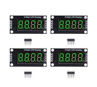 Module d'affichage de tube numérique Klanata 4 chiffres à 7 segments avec en-tête de broche, puce de conduite TM1637 0,36 pouce - 4 ensembles de régimes de LED pour les projets (Green Mra110E)