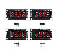 Module d'affichage de tube numérique Klanata 4 chiffres à 7 segments avec en-tête de broche, puce de conduite TM1637 0,36 pouce - 4 ensembles de régimes de LED pour les projets (RED MRA110B)