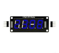 Module d'affichage LED à 4 chiffres à 7 segments compatible avec bibliothèque Tm1637, fonction horloge intégrée et alimentation 5 V pour prototypage électronique Arduino (bleu)