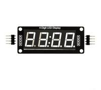 Module d'affichage LED à 4 chiffres à 7 segments compatible avec bibliothèque Tm1637, fonction horloge intégrée et alimentation 5 V pour prototypage électronique Arduino (blanc)