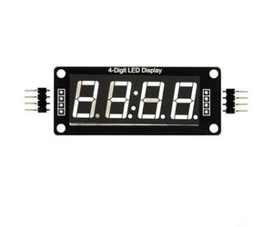 Module d'affichage LED à 4 chiffres à 7 segments compatible avec bibliothèque Tm1637, fonction horloge intégrée et alimentation 5 V pour prototypage électronique Arduino (blanc)