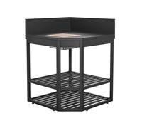 Module d'angle cuisine extérieure acier avec bac à glaçons et planche en bois L80cm