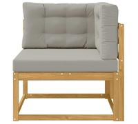 Module d'angle de canapé en tissu blanc - vidaXL - Avec coussins - Charge 110 kg par siège - Design à lattes 519225