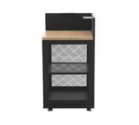 Module d'angle de cuisine extérieure acier et décor bois 1 étagère L60cm MILOS