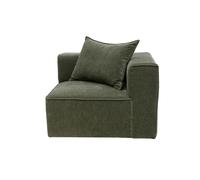 Module d'angle droit pour canapé en tissu effet velours vert kaki KERRY