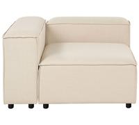 Module d'Angle Moderne à Droite 1 Place Pieds Noirs Rembourré Tissu Beige Ardal