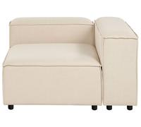 Module d'Angle Moderne à Gauche 1 Place Pieds Noirs Rembourré Tissu Beige Ardal