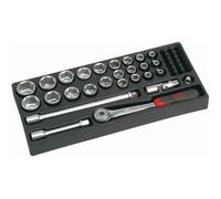 Module de 27 douilles 1/2' - SAM OUTILLAGE - 75-SH1M - Douilles 8-32 mm - Cliquet 1/2' & rallonges - Plateau ABS