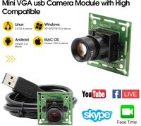 Module de caméra USB 60 fps 0,3 mp-Module webcam grand angle VA-Objectif 480P 8 mm-Avec appareil photo-Super min-Carte vidéo intégrée-Windows Android Mac Linux Raspberry Pi Web