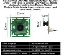 Module de caméra USB 60 fps 0,3 mp-Module webcam VA-Objectif 480P 120 degrés-Objectif USB avec appareil photo-Super min-Carte vidéo intégrée-Windows Android Mac Linux Raspberry Pi Web