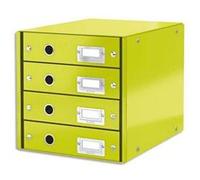 Module de classement 4 tiroirs WOW en carton recouvert de polypropylène. Coloris vert G