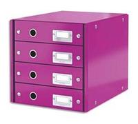 Module de classement 4 tiroirs WOW en carton recouvert de polypropylène. Coloris violet