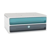 Module de classement avec poignées Cep Riviera corps blanc et 2 tiroirs à serrure centralisée