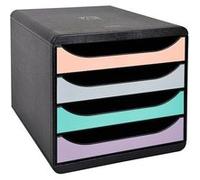 Module de classement Big Box 4 tiroirs coffre noir - Assorties pastel - Exacompta Noir G