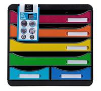 Exacompta - Réf. 312798D - BIG-BOX MAXI - 1 Caisson 4 tiroirs pour document A4+ et 2 petits tiroirs pour ranger des ustensiles - Dimensions extérieures : P 34,7 x l 27,8 x H 27,1 cm - Arlequin