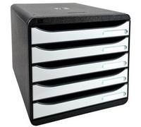 Exacompta - Caisson 5 tiroirs BIG BOX PLUS Réf. 3097213D - A4+ - Noir/Blanc glossy