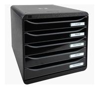 Exacompta - Réf. 3097214D - BIG BOX PLUS - Caisson 5 tiroirs pour document A4+ - Dimensions extérieures : Profondeur 34,7 x largeur 27,8 x Hauteur 27,1cm - Noir/Noir glossy