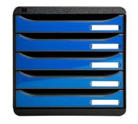 Exacompta Module de classement 5 tiroirs – noir/bleu glossy – 27,8×26,7×34,7 cm