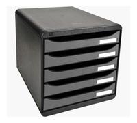 Exacompta Module de classement BIG BOX PLUS - Caisson 5 tiroirs A4+ 34,7×27,8×27,1 cm Noir/Argent