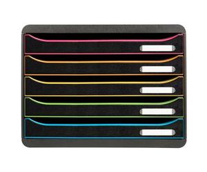 Module de classement Big Box Plus horizon 5 tiroirs Glossy - Noir/arlequin