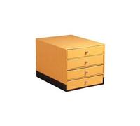 Rhodia Trieur 4 tiroirs 118866C Noir simili cuir - Piqûres orange - 24,8×32,7×22,8 cm