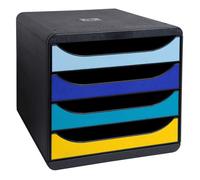 Module de classement - EXACOMPTA - Big Box - 4 tiroirs - Capacité 450 feuilles - Noir/Bleu/Safran