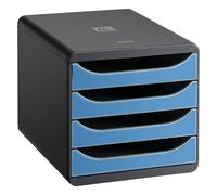 Module de classement Exacompta Big Box 4 tiroirs coffre noir - noir/bleu