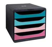 Module de classement Exacompta Big Box 4 tiroirs coffre noir - noir/bleu/rose