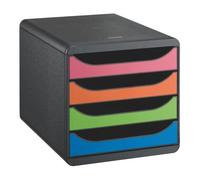Module de classement Exacompta Big Box 4 tiroirs coffre noir - noir/multicolore