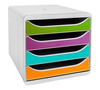 Module de classement Exacompta Big-Box 4 tiroirs gris clair - assortis vives