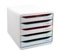 Module de classement Exacompta Big Box Plus 5 tiroirs - blanc / assortis clair