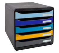 Module de classement Exacompta Big Box Plus 5 tiroirs - noir / bleu / safran