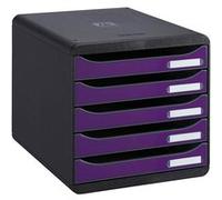 Exacompta Module de classement 5 tiroirs - noir/violet glossy - 27,8 x 26,7 x 34,7 cm