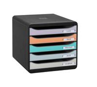 Module de classement Exacompta Big Box Plus Arlequin pastel 5 tiroirs multicolores - noir/ assortis pastel