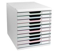 Module de classement Exacompta Modulo 10 tiroirs couleur - blanc/assortis clair