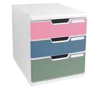 Module de classement Exacompta Modulo 3 tiroirs couleur - blanc/assortis clair