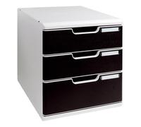 Module de classement Exacompta Modulo 3 tiroirs couleur - gris/noir