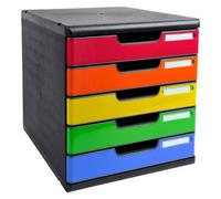 Exacompta Caisson 5 tiroirs MODULO A4 – pour A4+ 35×28,8×32 cm – Noir/Arlequin glossy