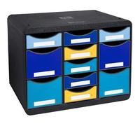 Exacompta Boîte de rangement STORE-BOX multi - 1 caisson 7 tiroirs fins, 4 tiroirs hauts - BeeBlue