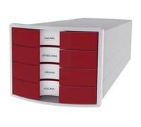 Module de classement IMPULS 2.0, 4 tiroirs, gris/rouge