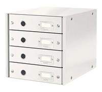 Leitz Bloc de Classement, 4 Tiroirs, A4, Click & Store, 60490001 - Blanc