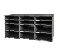 Exacompta Casier MODULODOC sans tiroir – 12 cases (6×5,6 cm + 6×11 cm) A4+ noir/gris foncé